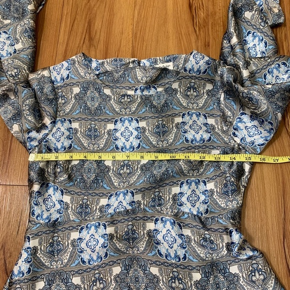 Miss Selfridge Blue Satin Longsleeve Tunic Dress - Picture 8 of 9